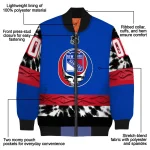 customized new york rangers skull stripe blue black bomber jacket best selling