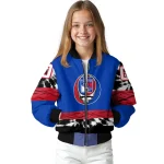 customized new york rangers skull stripe blue black bomber jacket best selling