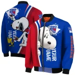 customized new york rangers snoopy head blue bomber jacket best selling
