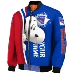 customized new york rangers snoopy head blue bomber jacket best selling