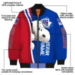 customized new york rangers snoopy head blue bomber jacket best selling