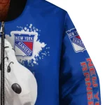 customized new york rangers snoopy head blue bomber jacket best selling