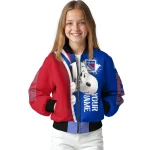 customized new york rangers snoopy head blue bomber jacket best selling