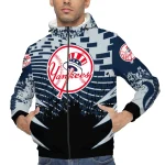 customized new york yankees brick motion navy black windbreaker jacket best selling