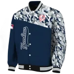 customized new york yankees camouflage print navy varsity jacket best selling