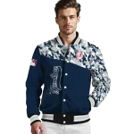 customized new york yankees camouflage print navy varsity jacket best selling