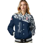 customized new york yankees camouflage print navy varsity jacket best selling