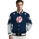 customized new york yankees chevron style navy varsity jacket best selling