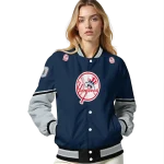 customized new york yankees chevron style navy varsity jacket best selling