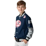 customized new york yankees chevron style navy varsity jacket best selling
