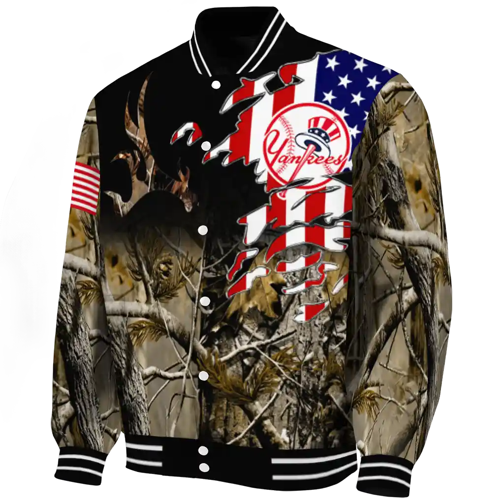 customized new york yankees patriot deer camouflage varsity jacket best selling customized new york yankees patriot deer camouflage varsity jacket best selling
