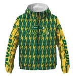 customized north dakota state bison lightning strike grid green windbreaker jacket best selling