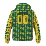 customized north dakota state bison lightning strike grid green windbreaker jacket best selling
