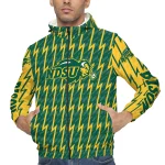 customized north dakota state bison lightning strike grid green windbreaker jacket best selling