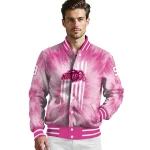 customized north dakota state bison pink tie dye pink varsity jacket best selling