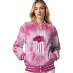 customized north dakota state bison pink tie dye pink varsity jacket best selling