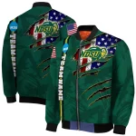 customized north dakota state bison usa flag claws green bomber jacket best selling