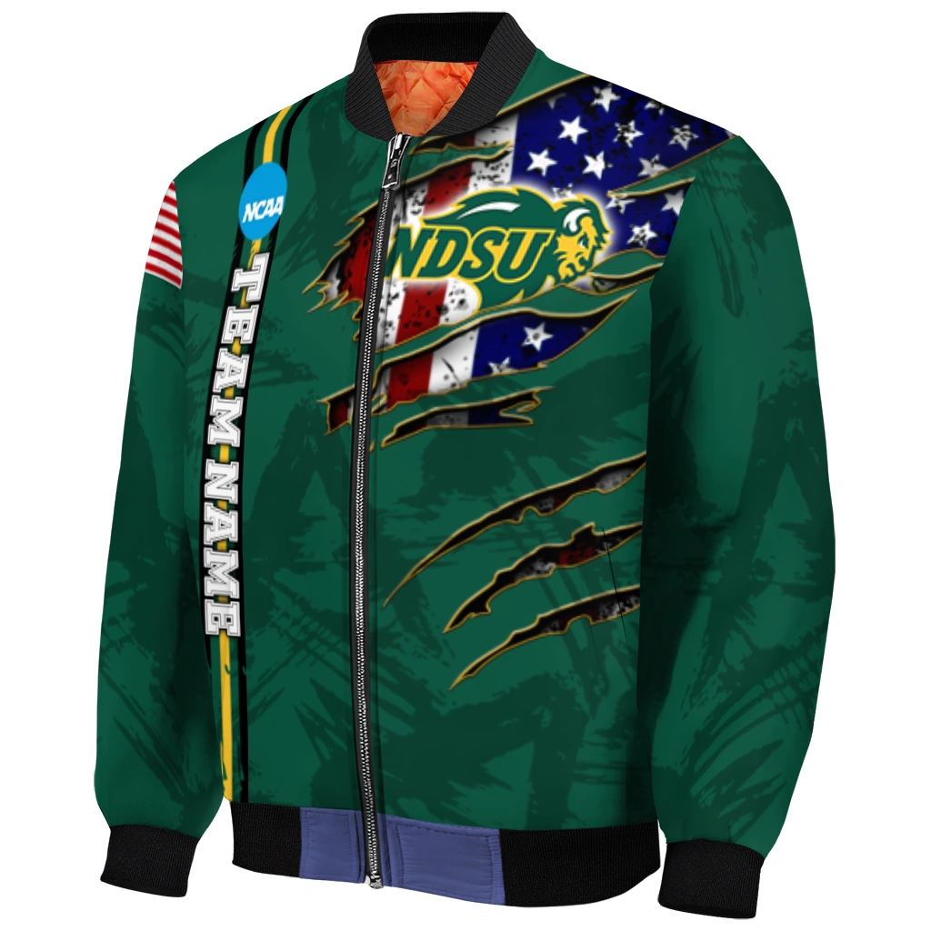 customized north dakota state bison usa flag claws green bomber jacket fashion forward customized north dakota state bison usa flag claws green bomber jacket fashion forward