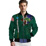 customized north dakota state bison usa flag claws green bomber jacket best selling