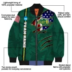 customized north dakota state bison usa flag claws green bomber jacket best selling