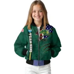 customized north dakota state bison usa flag claws green bomber jacket best selling
