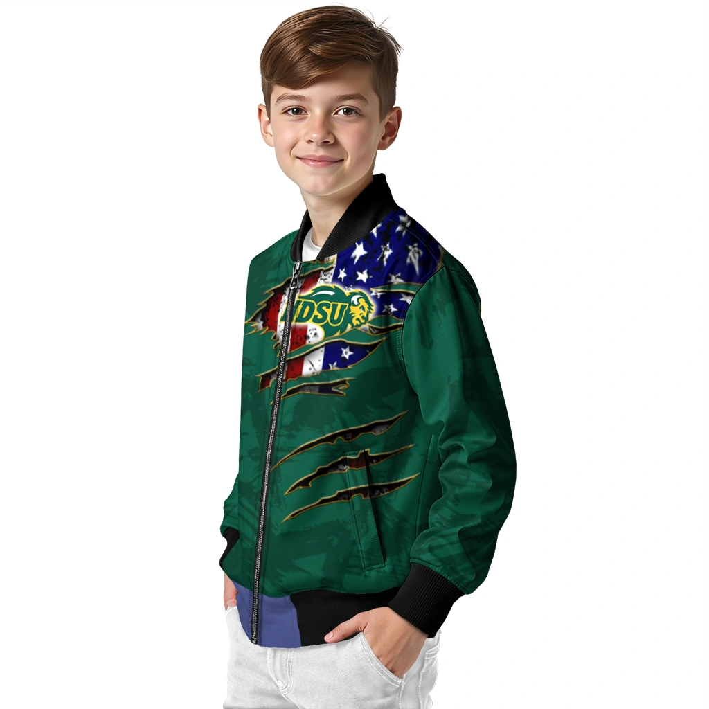 customized north dakota state bison usa flag claws green bomber jacket trendy customized north dakota state bison usa flag claws green bomber jacket trendy