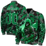customized north texas mean green skull horde green varsity jacket best selling