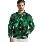 customized north texas mean green skull horde green varsity jacket best selling