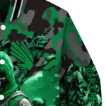 customized north texas mean green skull horde green varsity jacket best selling