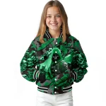 customized north texas mean green skull horde green varsity jacket best selling