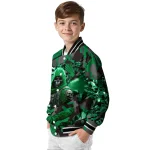 customized north texas mean green skull horde green varsity jacket best selling