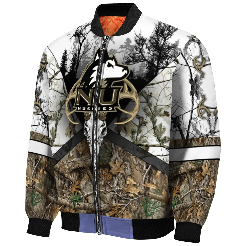 customized northern illinois huskies deer skull camouflage white bomber jacket fashion forward customized northern illinois huskies deer skull camouflage white bomber jacket fashion forward