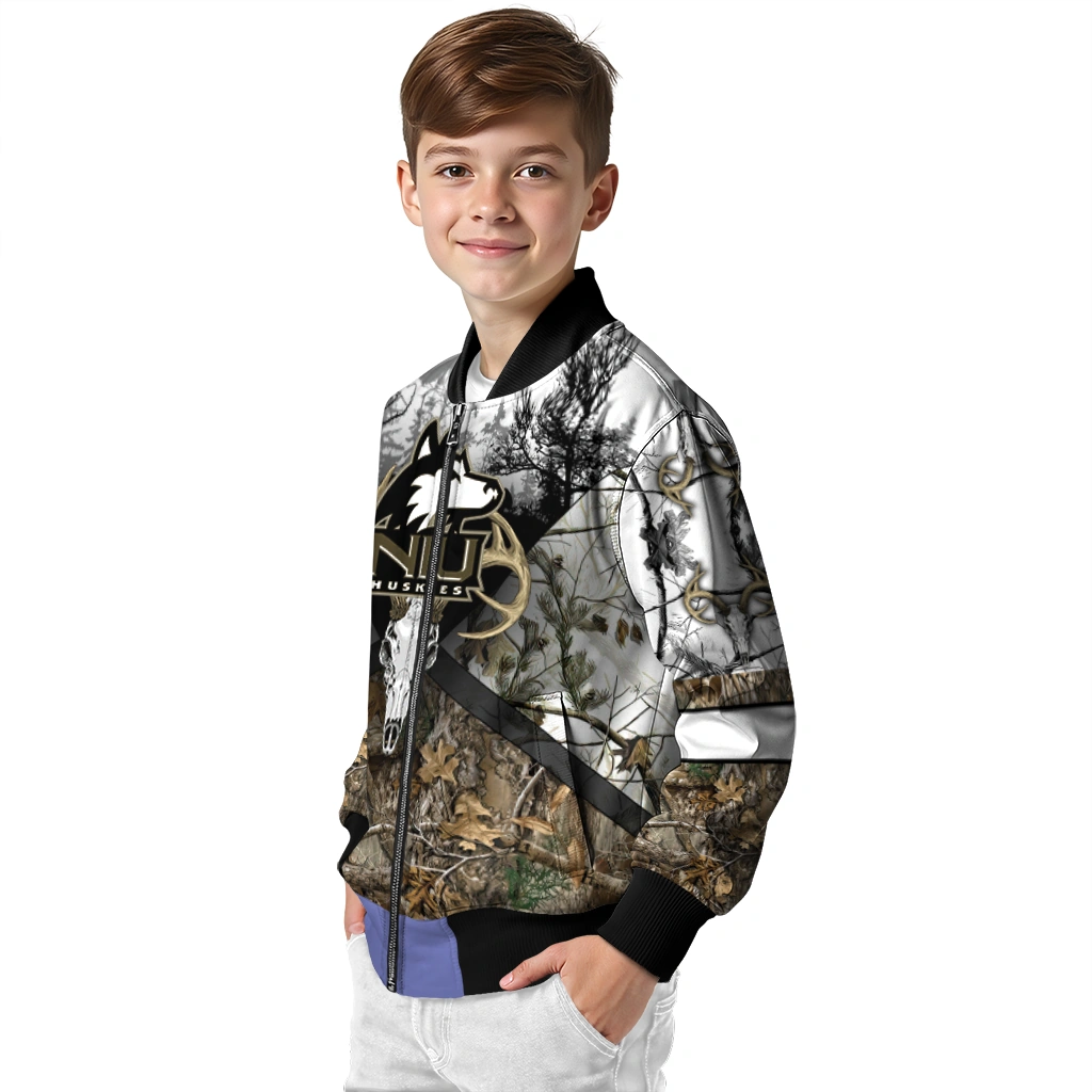 customized northern illinois huskies deer skull camouflage white bomber jacket trendy customized northern illinois huskies deer skull camouflage white bomber jacket trendy