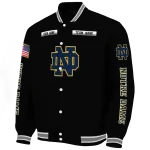 customized notre dame fighting irish american flag skull black varsity jacket best selling