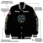 customized notre dame fighting irish american flag skull black varsity jacket best selling