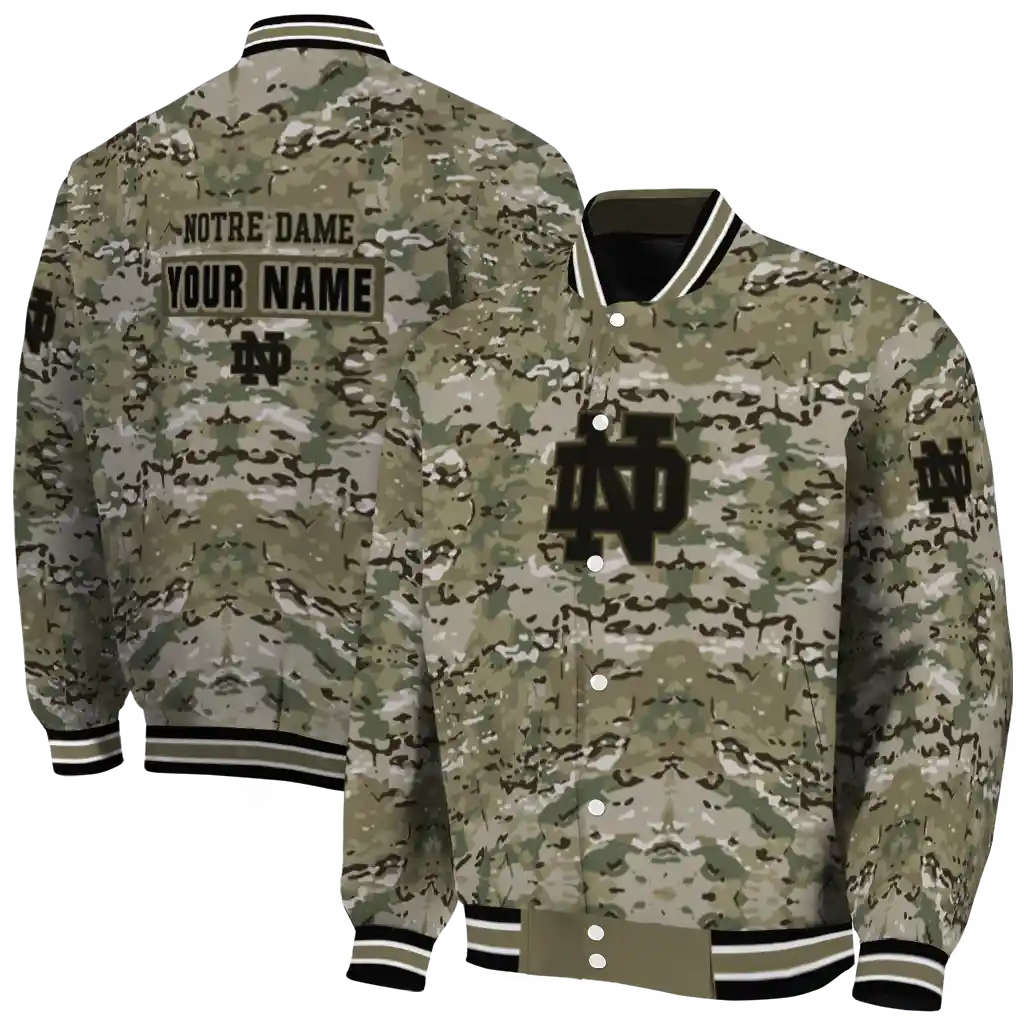 customized notre dame fighting irish camouflage abstract camouflage varsity jacket fashion forward customized notre dame fighting irish camouflage abstract camouflage varsity jacket fashion forward