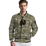 customized notre dame fighting irish camouflage abstract camouflage varsity jacket best selling