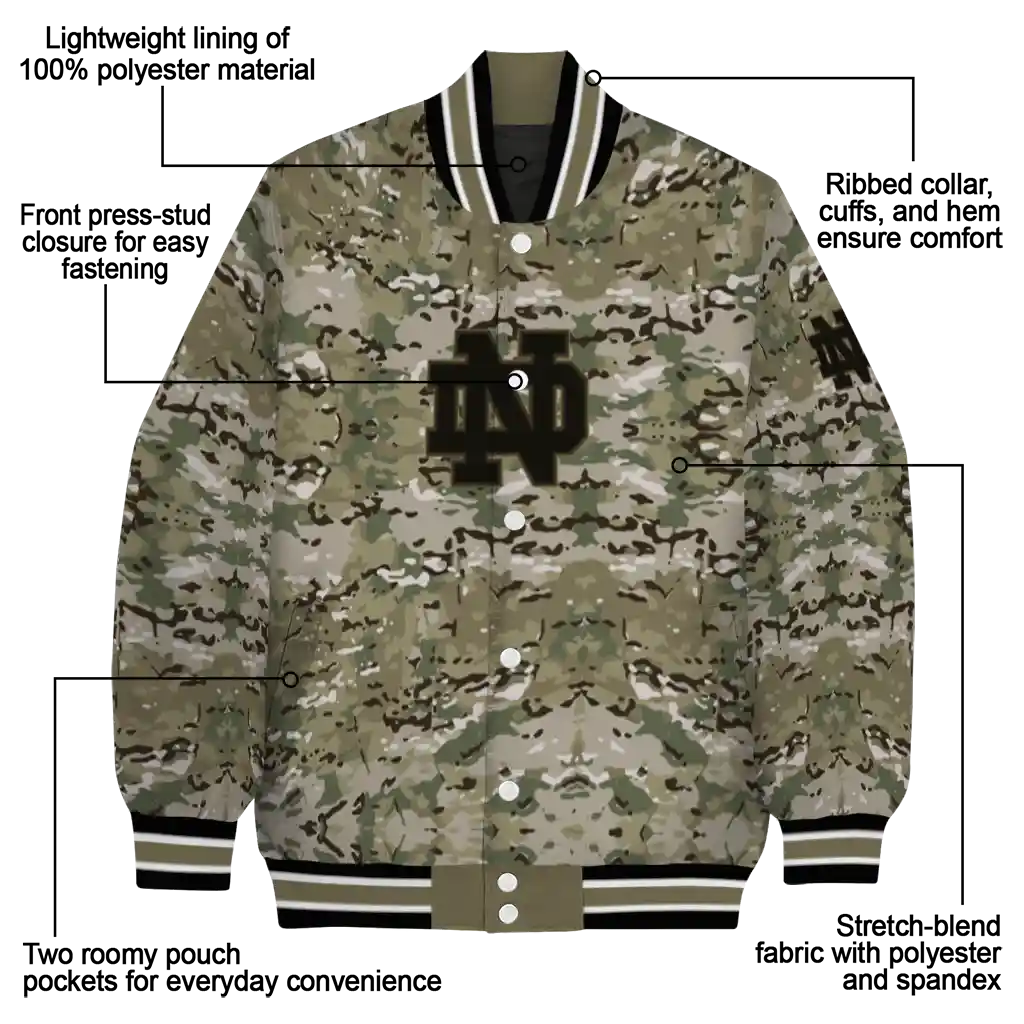 customized notre dame fighting irish camouflage abstract camouflage varsity jacket new arrival customized notre dame fighting irish camouflage abstract camouflage varsity jacket new arrival