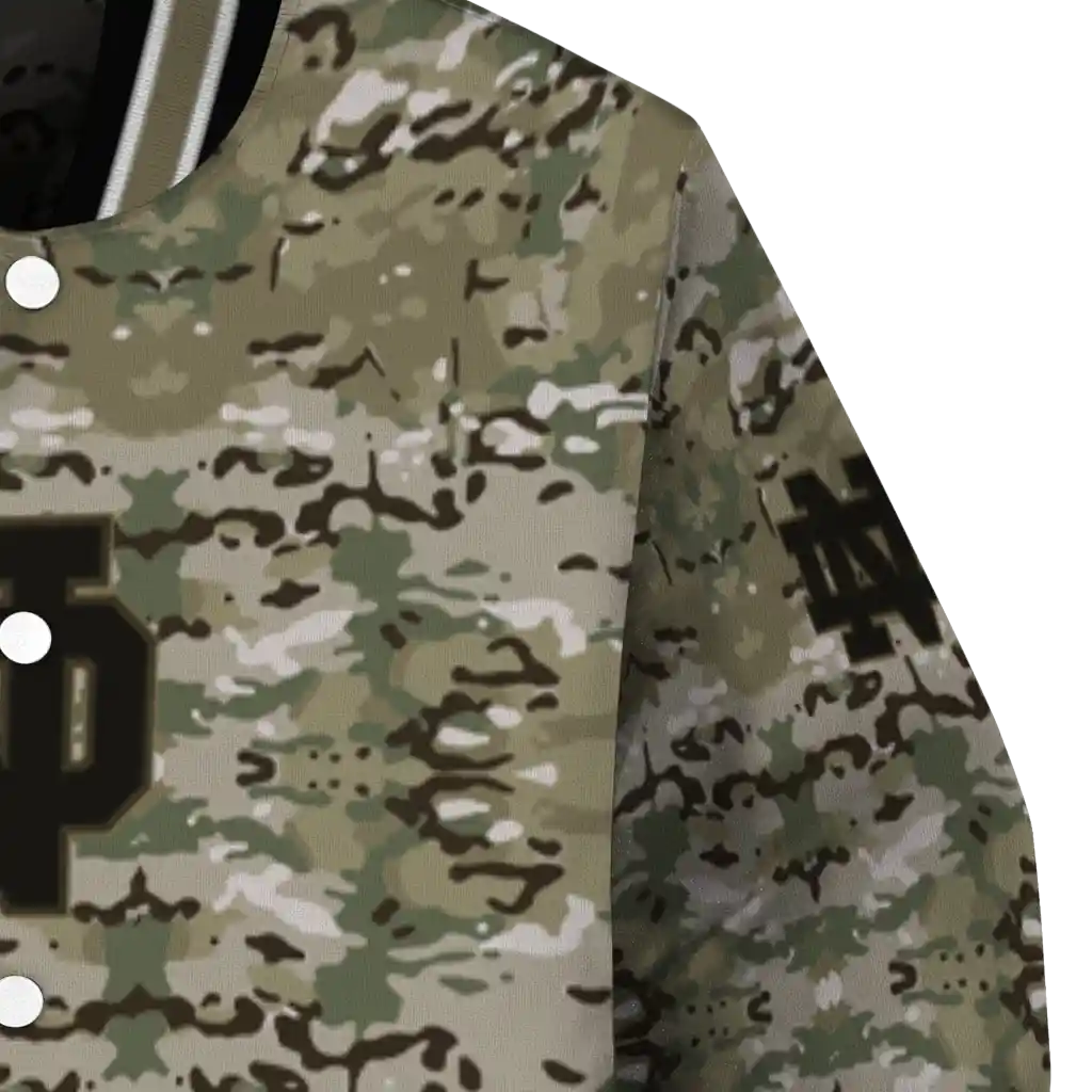 customized notre dame fighting irish camouflage abstract camouflage varsity jacket premium grade customized notre dame fighting irish camouflage abstract camouflage varsity jacket premium grade