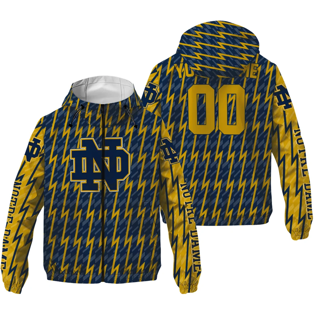 customized notre dame fighting irish lightning strike grid navy windbreaker jacket high quality customized notre dame fighting irish lightning strike grid navy windbreaker jacket high quality