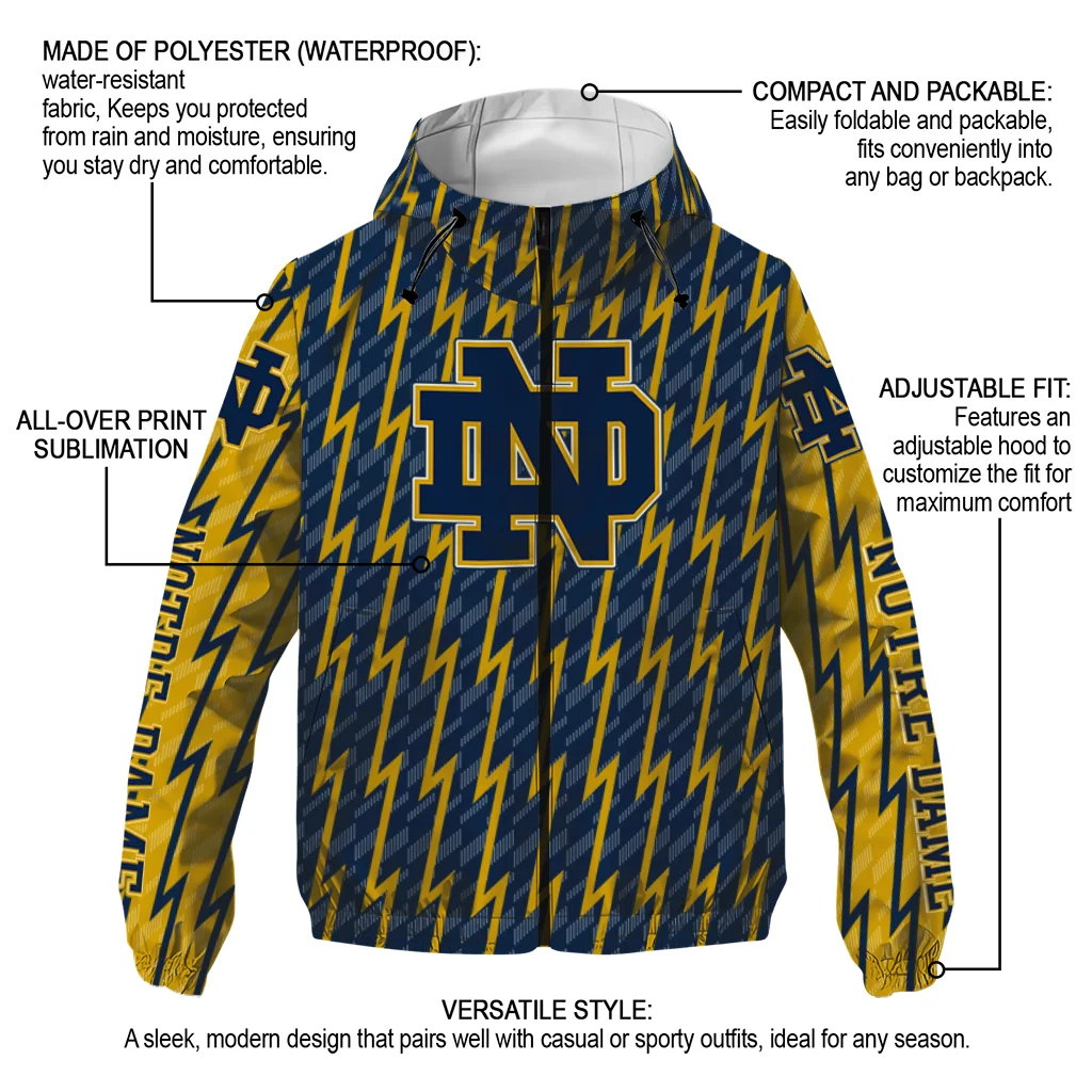 customized notre dame fighting irish lightning strike grid navy windbreaker jacket new arrival customized notre dame fighting irish lightning strike grid navy windbreaker jacket new arrival