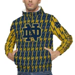 customized notre dame fighting irish lightning strike grid navy windbreaker jacket best selling