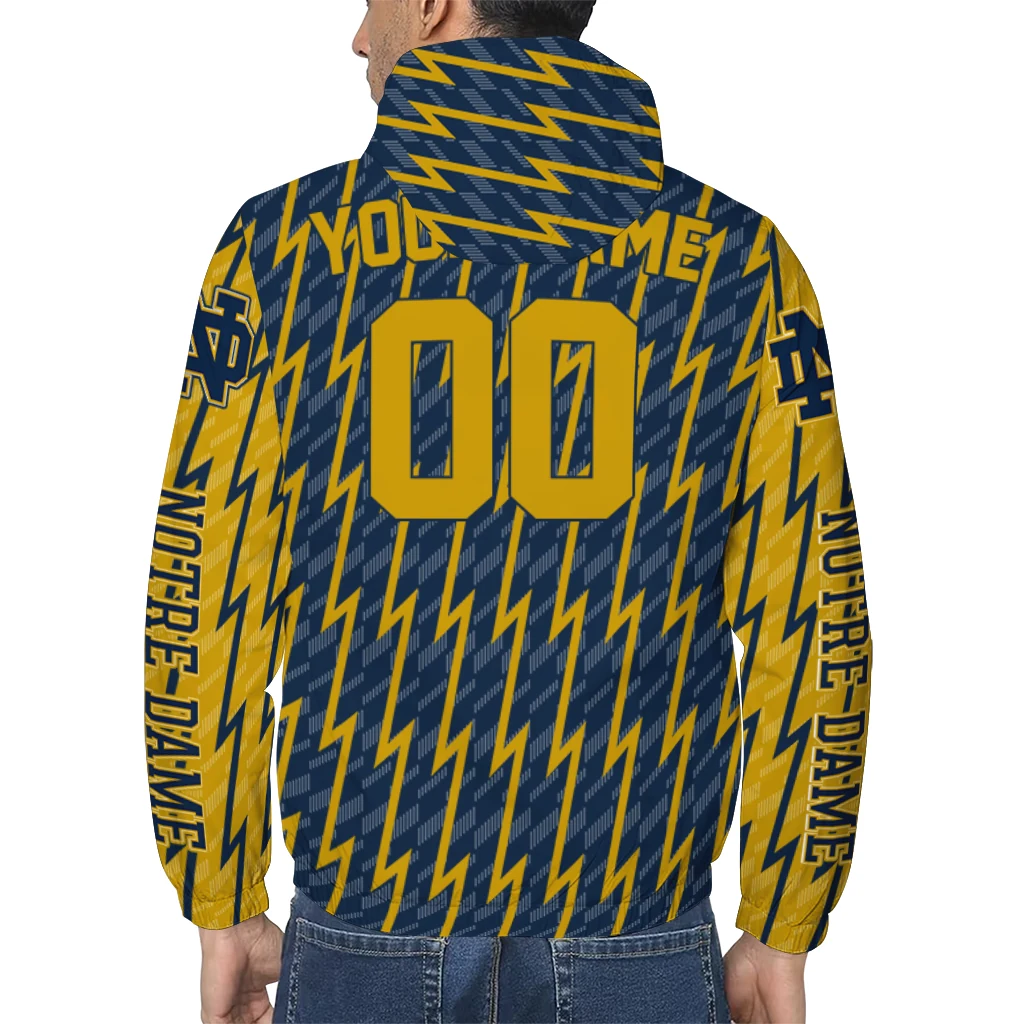 customized notre dame fighting irish lightning strike grid navy windbreaker jacket trendy customized notre dame fighting irish lightning strike grid navy windbreaker jacket trendy