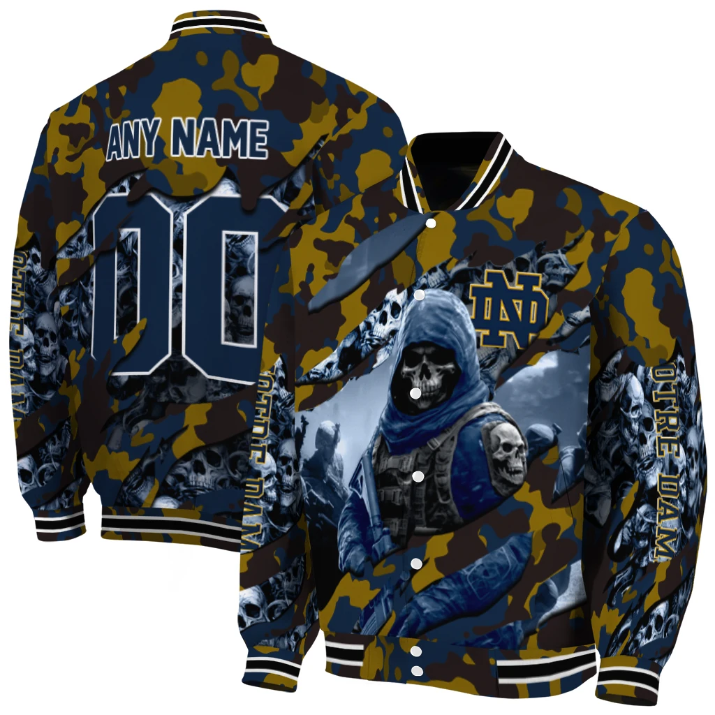 customized notre dame fighting irish skull horde navy varsity jacket fashion forward customized notre dame fighting irish skull horde navy varsity jacket fashion forward