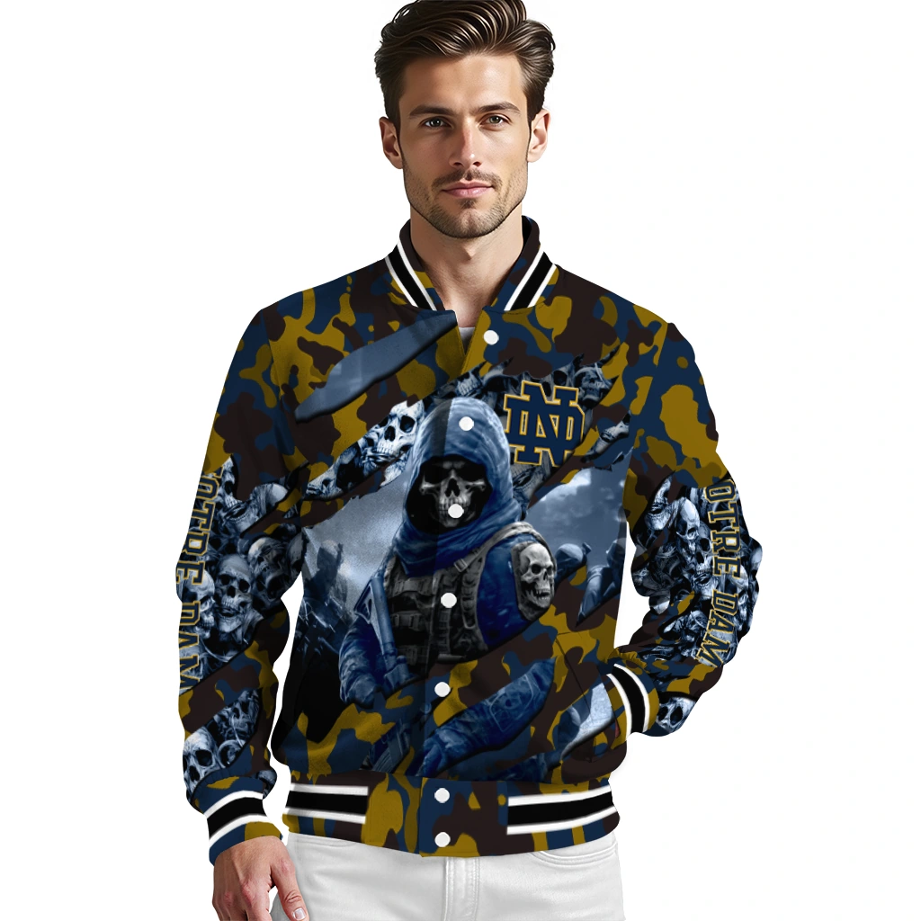 customized notre dame fighting irish skull horde navy varsity jacket high quality customized notre dame fighting irish skull horde navy varsity jacket high quality