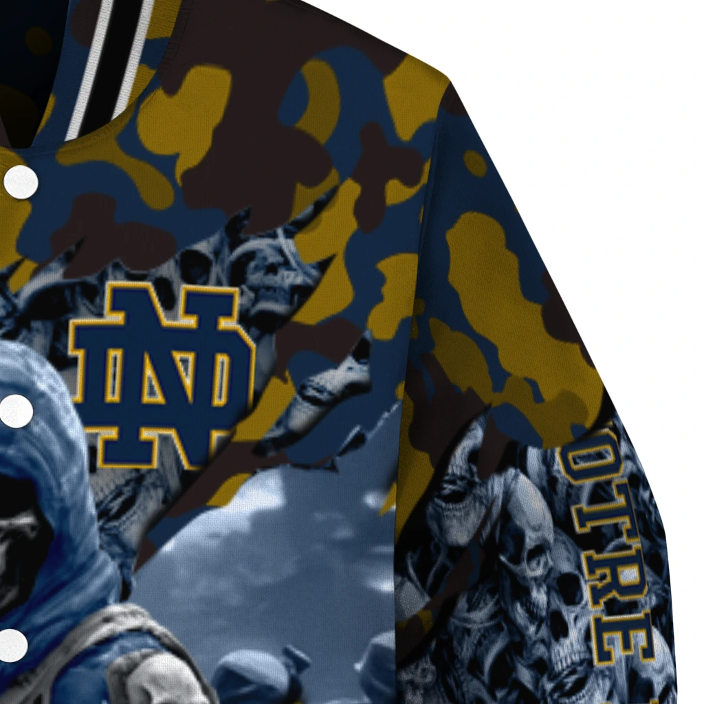 customized notre dame fighting irish skull horde navy varsity jacket premium grade customized notre dame fighting irish skull horde navy varsity jacket premium grade