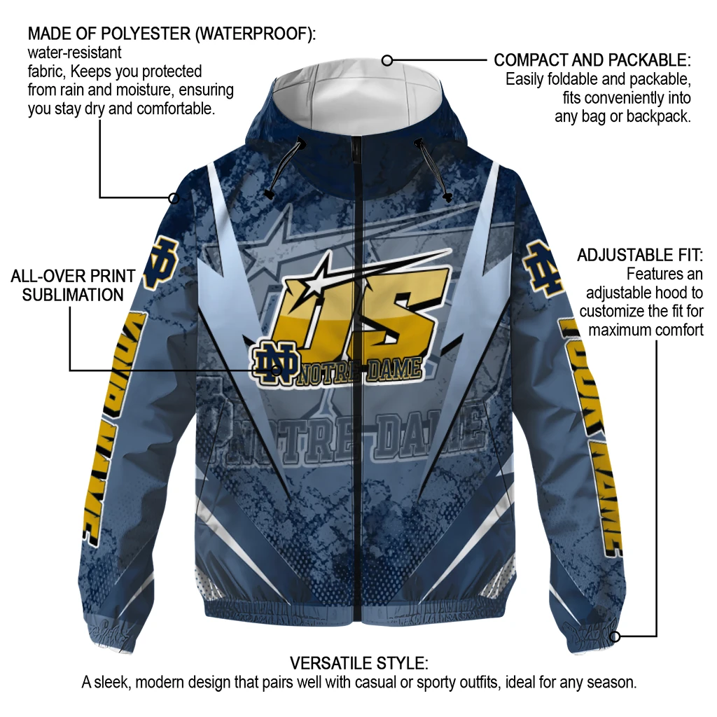 customized notre dame fighting irish us rock star navy windbreaker jacket new arrival customized notre dame fighting irish us rock star navy windbreaker jacket new arrival