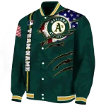 customized oakland athletics us flag claws green varsity jacket best selling