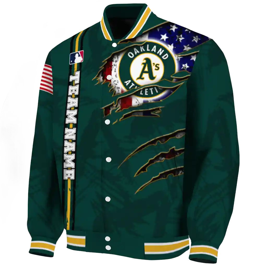 customized oakland athletics us flag claws green varsity jacket best selling customized oakland athletics us flag claws green varsity jacket best selling