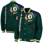 customized oakland athletics us flag claws green varsity jacket best selling